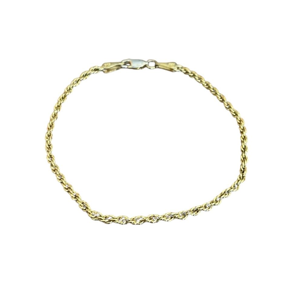7" Gold Plated Rope Chain Bracelet Stamped 925 - Picture 6 of 12
